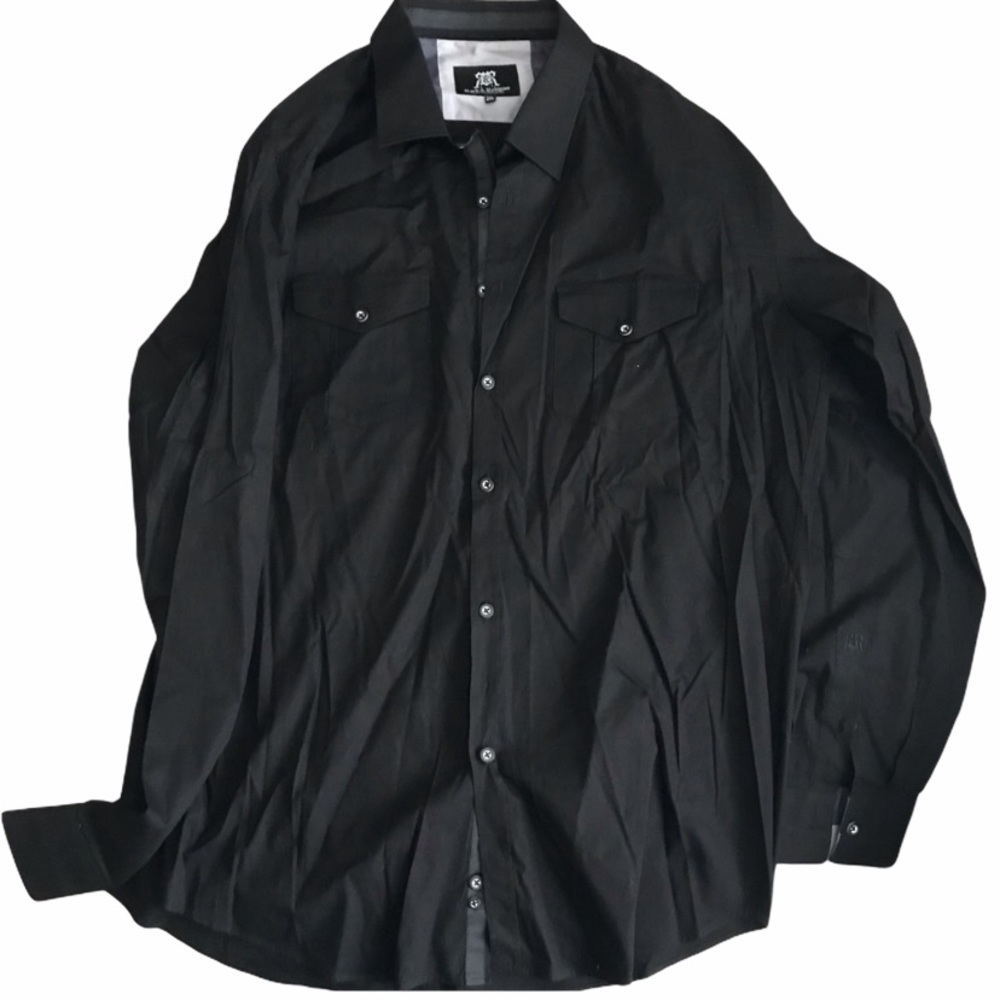 Rock & Religion black button down shirt sz 2xl